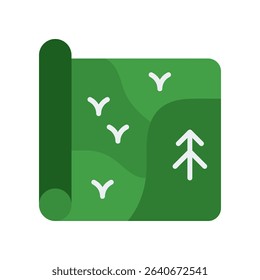 Travel Map Vector for National Park Navigation and Road Trip Planning. Nature explorer icon, camping and trail discovery map