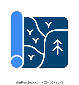 Travel Map Vector for National Park Navigation and Road Trip Planning. Nature explorer icon, camping and trail discovery map