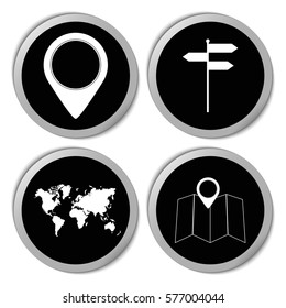 Travel and maps icons - vector stickers  set