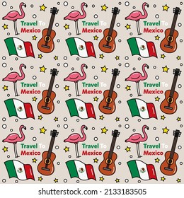 Travel to Mexico doodle seamless pattern vector design