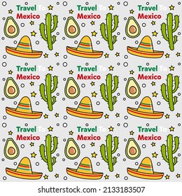 Travel to Mexico doodle seamless pattern vector design