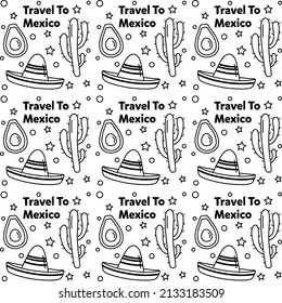 Travel to Mexico doodle seamless pattern vector design