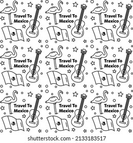 Travel to Mexico doodle seamless pattern vector design