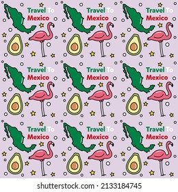 Travel to Mexico doodle seamless pattern vector design