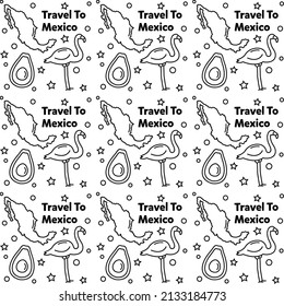 Travel to Mexico doodle seamless pattern vector design