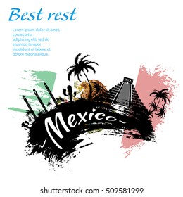 Travel Mexico grunge style design for your business easily editable elements, vector illustration