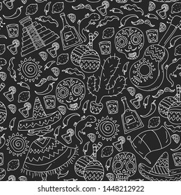 Travel to Mexico. Vector set with ethnic elemets for wallpapers, backgrounds. Day of the Dead