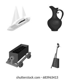 travel, mine and other monochrome icon in cartoon style.history, music icons in set collection.