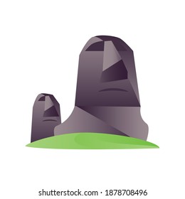 travel moai monolithic statues polynesia easter islands vector illustration