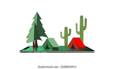 travel mobile app	3d vector illustration