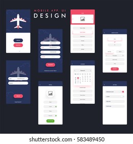 Travel Mobile App UI, UX design with Sign In, Register, Home, Search, Profile, Calendar and Setting Screens.