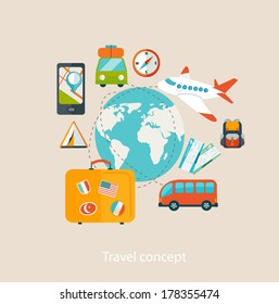 Travel mobile UI applications graphic user interface flat icons set.Vector.