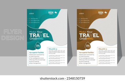Travel and modern business flyer template design with vector format