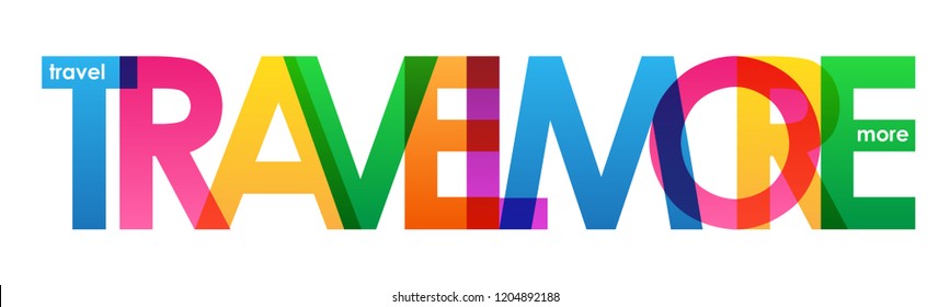 TRAVEL MORE rainbow letters banner