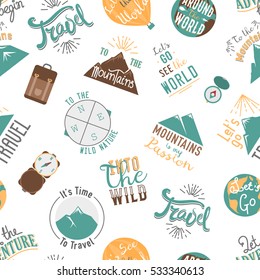 Travel motivation badge vector pattern.