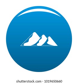Travel to mountain icon vector blue circle isolated on white background 