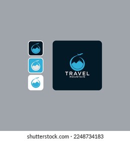 travel with mountain logo design