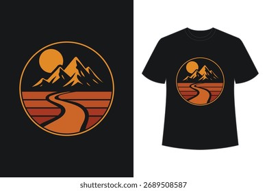 Travel Mountain und Sun Vector Bilddesign