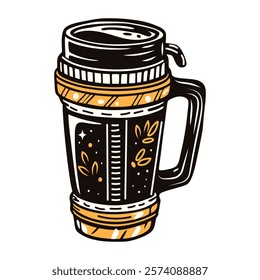 Travel mug icon in vintage style