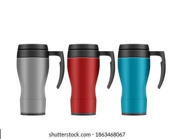 Travel Mug Set On White Background Stock Vector (Royalty Free ...