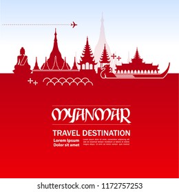 Travel To Myanmar vector illustration.