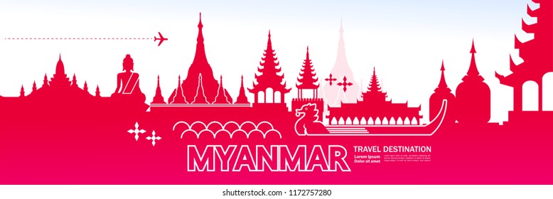 Travel To Myanmar vector illustration.