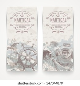 Travel and nautical - Vintage hand drawn vector banners