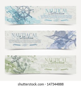 Travel And Nautical - Vintage Hand Drawn Vector Banners