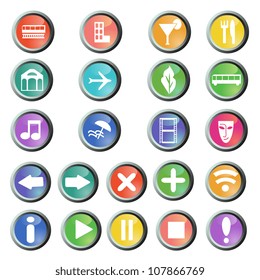 Travel and navigation round buttons set