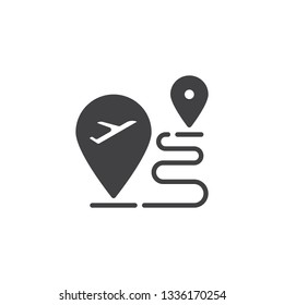 Travel navigation route vector icon. filled flat sign for mobile concept and web design. travel trip location pin glyph icon. Symbol, logo illustration. Pixel perfect vector graphics