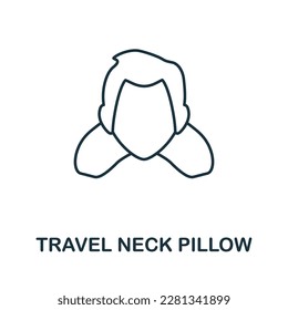 Icono de línea de almohada del cuello de viaje. Monocromo simple icono de contorno del cojín del cuello del viaje para plantillas, diseño web e infografías