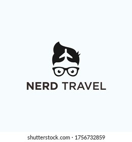 travel nerd logo. nerd icon