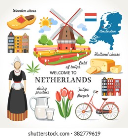 travel Netherlands vector set