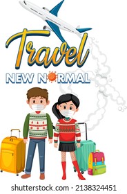 Travel new normal concept with passenger wearing mask illustration