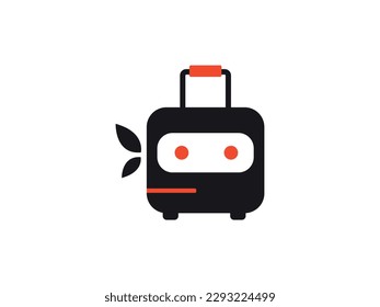 Travel ninja small suitcase icon vector illustration with mask