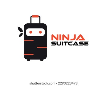 Travel ninja suitcase logo, Ninja Travel Suitcase vector illustration.
