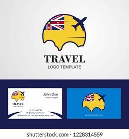 Travel Niue Flag Logo and Visiting Card Design