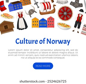 Travel to Norway Banner and Poster Design Vector Template