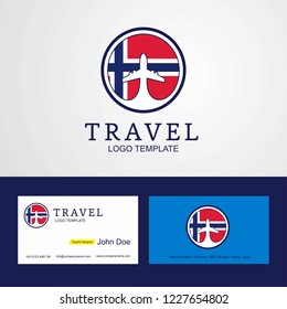 Travel Norway Creative Circle flag Logo and Business card design