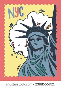 Reisen zu NYC New York Postage Stempel, Sticker, Banner, Poster