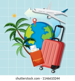 Ilustración de diseño de objetos de viaje