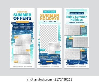 Ofertas De Viajes Y Banner Set De Vacaciones De Verano.