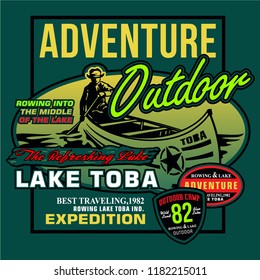 travel on Lake Toba,adventure art vector illustration