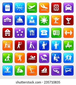 Travel on Multi Color Square Buttons