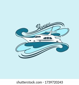 Travel on a sea yacht. Logo. Poster.Banner.Vector image.