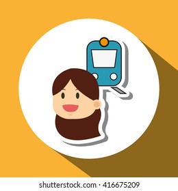travel on train design, flat illustration