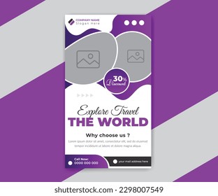 Travel online stories and tourism social media post banner template