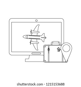 Travel and online technology in black and white