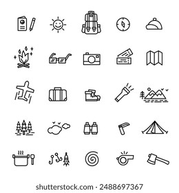 Travel, outdoor activities, adventure, hiking, travel equipment.icons set .vector