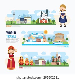 Travel and outdoor Europe Landmark Template Design Infographic. Concept Vector Illustration 
